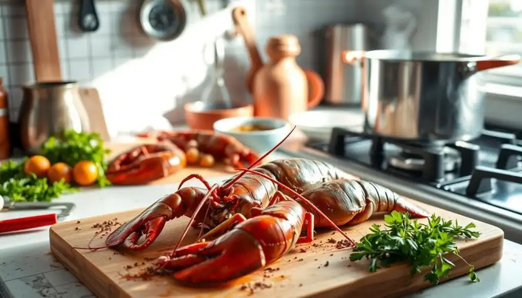 Preparing Lobster lobster pasta recipe