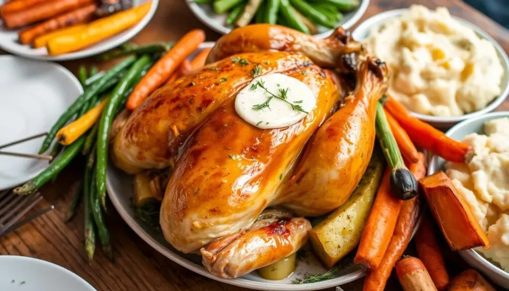 roast chicken with side dishes